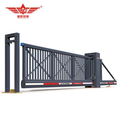 China Latest Modern Steel Retractable Park Barrier Trackless Main Folding Gate Designs Entrance Exterior Aluminum Decorative Folding Gate for sale