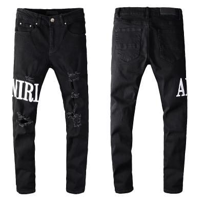 China New QUICK DRY color men's jeans embroidered stretch fashion skinny ripped jeans hip hop jeans pants for men for sale