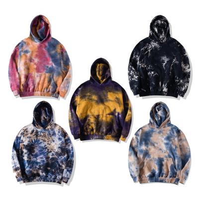 China QUICK DRY Custom Logo Custom Men's Tie Dye Cropped Hoodie 100% Cotton Fleece Tie Dye Hoodie for sale