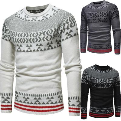 China Anti-pilling Sweater Men's Casual Slim Jacquard Round Neck Pullover Basic Sweater for sale