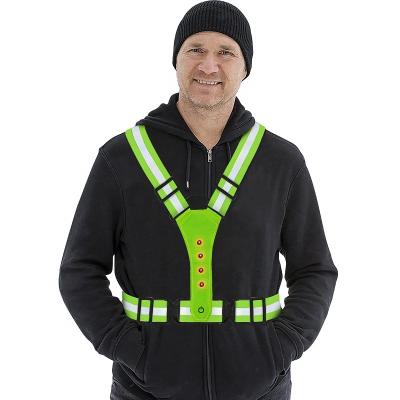 China LED FLASH 3 Modes Replaceable Light Battery LED Safety Reflective Vest For Cycling Motorcycle for sale