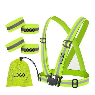 China High Visibility RTS Sold As Reflective Vest High Visibility Safety Elastic Adjustable Running Sash Set Set Buckle Closure Custom Logo for sale