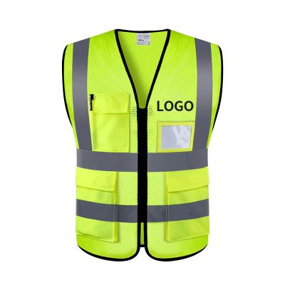 China Custom Durable LOGO Mesh Fabric Multi Pockets Reflective Safety Vest For Construction for sale