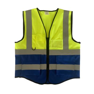 China Road Safety Workplace Safety Vest 120g Reflective Personal Protective Vest High Visibility Safety Vest With Multiple Pockets for sale