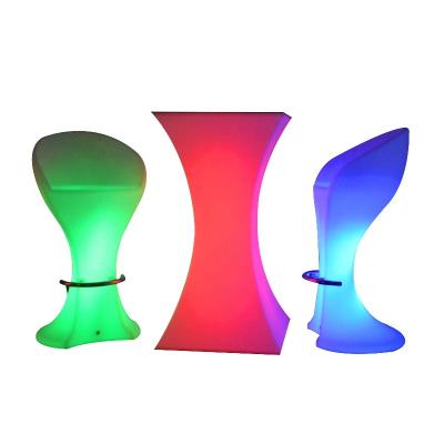 China Modern Popular RGB Color Changing Bar Table Light IP65 Waterproof Table 60x60x110cm Outdoor Furniture for sale