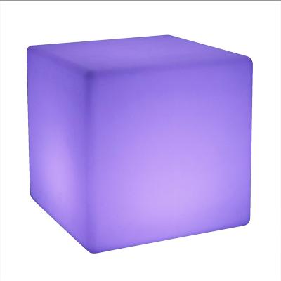 China Modern Outdoor LED Furniture Bar Stool RGB Color Changing Square Sitting Cube To Chair 50cm LED for sale