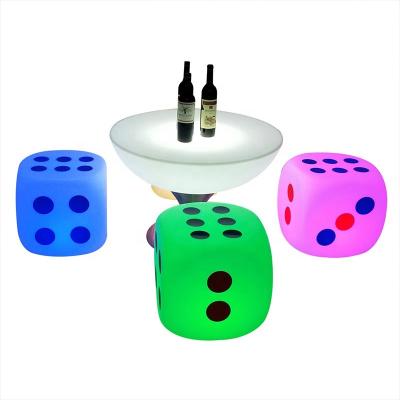 China Modern Popular Luminous LED Dice Chair RGB Color Changing Outdoor Seat Furniture 3D Dice IP65 Waterproof for sale