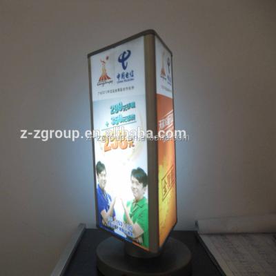 China Guangzhou Bright And Eye Catching Side Rotating Plastic Light Box Triangle Light Box for sale