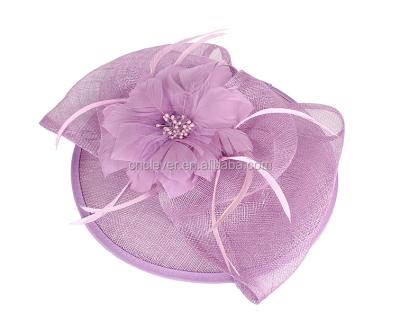 China eco-friendly best selling eco-friendly sinamay fascinators round base with feather headdress for sale