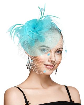 China Fashional Pretty Lady Fashional Feather Veil Wedding Party Fascinator Headband Handmade Hair Band for sale