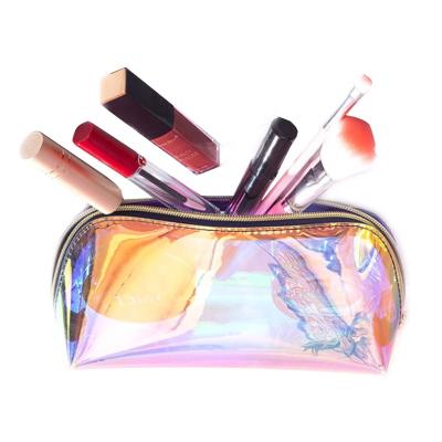 China High Capacity 22cmx10cm PVC Iridescent Glossy Makeup Bag Hot Selling Holographic Cosmetic Bag for sale