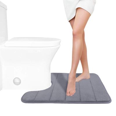 China Cheap Sustainable Bath Mats Contour Toilet Bath Rug Memory Foam Non Slip Absorbent Thick Soft Washable Bathroom Cover for sale