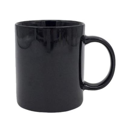 China Viable Wholesale Bulk Glossy Porcelain Coffee And Tea Black Ceramic Mug 12OZ for sale