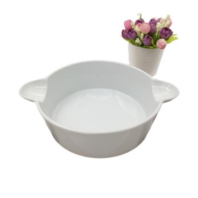 China Sustainable Hot Sale Two Handle Porcelain Soup Bowl Bakeware For Daily Use for sale