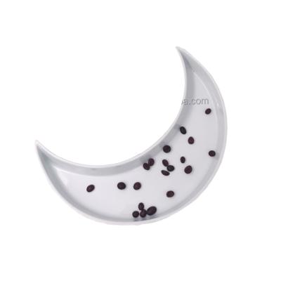 China Restaurant Party Home Food Candy Nut Fruit Snacks Dessert Moon Shape Ceramic Dish Sustainable Wholesale Tray for sale