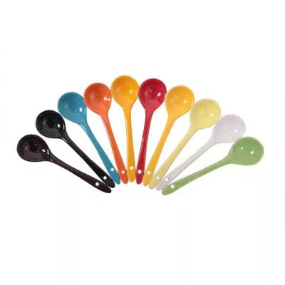 China Home Decor Disposable Ceramic Serving Glaze Salt Colored Sugar Spoon for sale