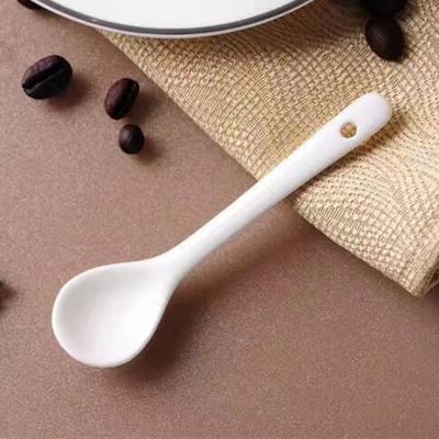 China Simple Viable White Ceramic Coffee Serving Coffee Sugar Spoon for Hotel Restaurant Home Wedding Party Personal Use for sale