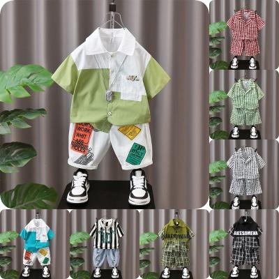 China Wholesale American high quality sweet fried street casual fresh wind polo collar short sleeve shirt suits for boys and girls for sale