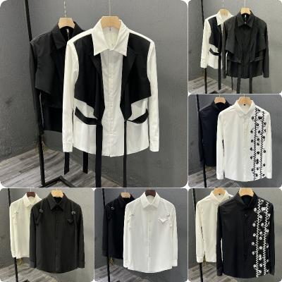 China Wholesale Top New Summer Men's Business Fashion Shirt Wedding High-end Breathable Black And White Casual Banquet Dress Shirt for sale