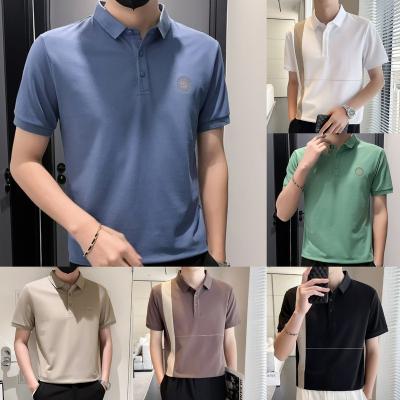 China wholesale New Summer Men's Retro Anti-wrinkle Summer Men's Lapel Polo Shirt Slim Comfortable Slim Comfortable Short Sleeve Knitted Top for sale