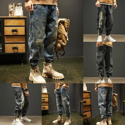 China Wholesale Korean spring version of men's jeans fashion solid color men's breathable thin small foot pants for sale