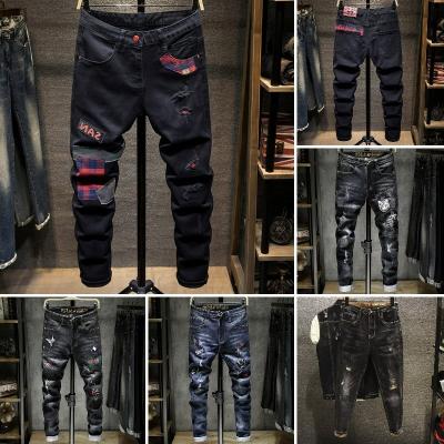 China 2023 spring and summer light color men's jeans elastic slim straight fashion spring and small all casual pants for sale