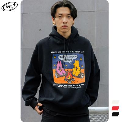 China Breathable In Running Men's Graffiti Print Autumn Vintage Black High Street Crewneck Sweatshirt For Men Unisex Hoodies Red for sale