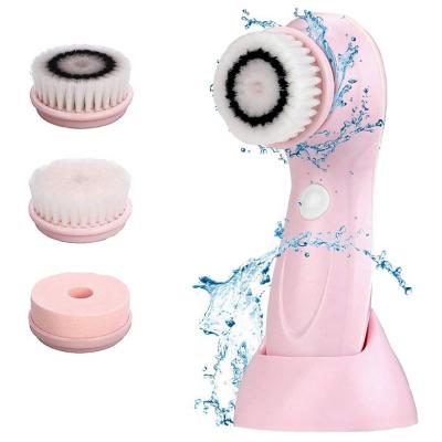 China Black Solvent Head Face Cleansing Brush Waterproof Electric USB Ultrasonic Facial Massage Cleansing Brush Powered Face Scrubber Deep Cleansing Brush for sale