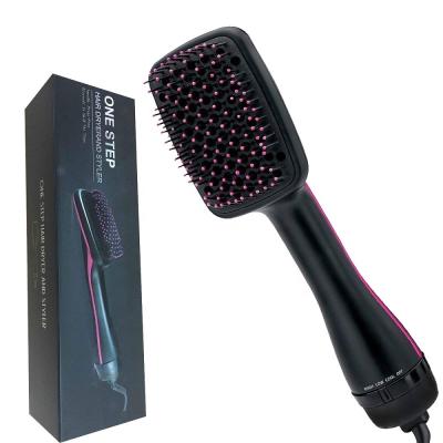 China Straight Hair 2 IN 1 Blower Brush Hair Dryer Iron Hot Air Charcoal Brush Blow Dryer Brush and Hair Styler for sale