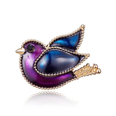 China Vintage & originality & New Festival Purple and Blue Color Peace Dipped Brooches Women and Men Suit T-shirt Pin Enamel Brooch Cute Bird Jewelry Gift for sale