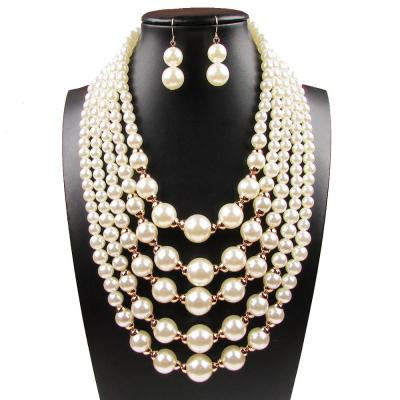 China Vintage & originality & Big Line Baroque 2018 Fashion Jewelry Size 5 Indian Pearl Necklace Sets Baroque Pearl Necklace And Earring For Women for sale