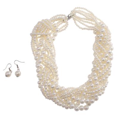 China Vintage & originality & Baroque & Boho 2018 Multilayers Exaggerated Handmade Indian Bead Necklace Set Bridal Pearl Jewelry Necklace Earring Set For Women for sale