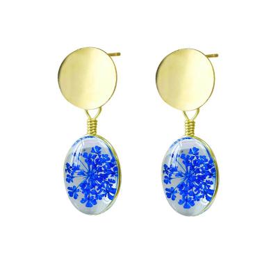 China Vintage & originality & simple & Boho 2019 Retro Boho Glass Creative Handmade Natural Dry Flower New Personality Female Earrings For Women for sale