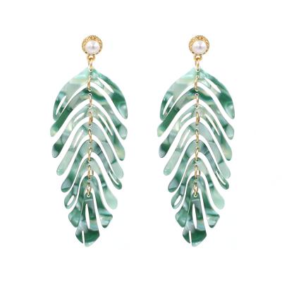 China Vintage & originality & simple & New Boho Acrylic Leaf Dangle Earrings For Women Fashion Bohemian Statement Long Earrings Wedding Jewelry Party Gift for sale