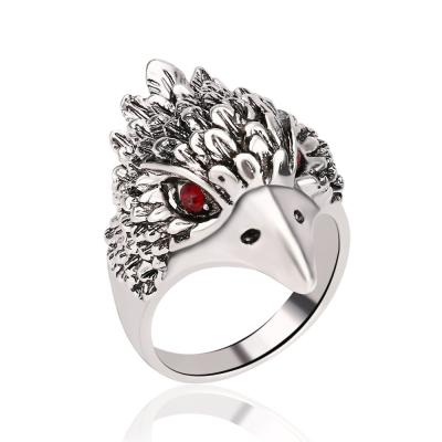 China Vintage & originality & Punk 2018 Vintage Animal Rock Jewelry Alloy Color Eagle Rings Beak Cocktail Silver Men's Unique Hot Metal Ring Male Large for sale