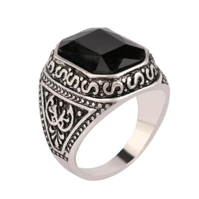 China Vintage & originality & 2018 Fashionable Punk Wholesale Vintage Color Resin Antique Silver Gemstone Ring Dubai Couple Wedding Rings For Women Men for sale