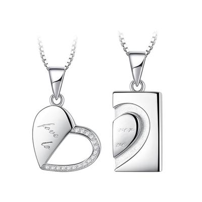 China BOHEMIA 1 Pair Couples Heart Fashion Shape I Love You Pendant Necklace Lovers Couples Jewelry Unisex Fashion for sale