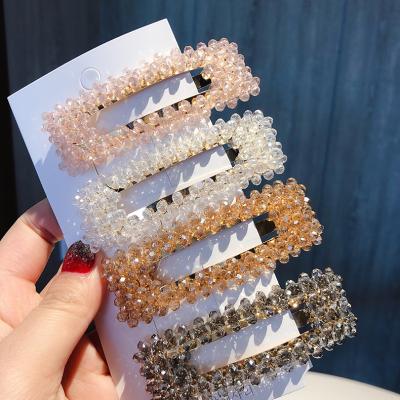 China Vintage & originality & simple & 2019 Korean Boho Stick Hairpin Hair Square Triangle Crystal Hair Clip Snap Barrette Style Styling Accessories For Women for sale