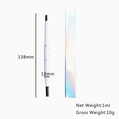 China Logo Waterproof Custom Eyebrow Pencil Private Label Eye Brow New Product Double Waterproof White Marble Head for sale