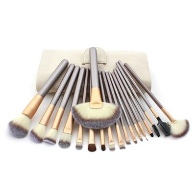 China Angular Blush White Cream Makeup Brushes 12pcs18pcs Champagne Color Brush Handle Persian Hair Makeup Brush Set for sale