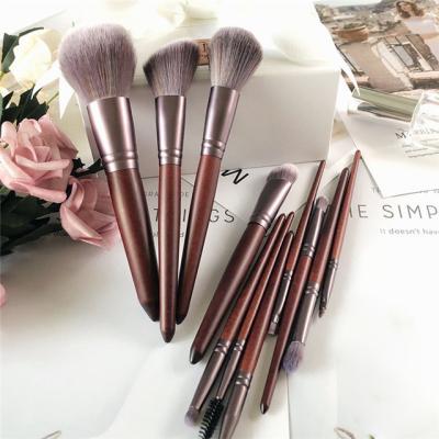 China Angular Blush Wooden Soft Handle Makeup Brush Set 11 Color Powder Brush Loose Makeup Brush for sale