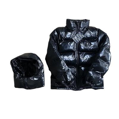 China Breathable Conjunto Trapstar Stripper Jacket Giacca Men Coat Highest Quality 1:1 Embroidery Original Trapstars Shiny Black Detachable Coat for sale