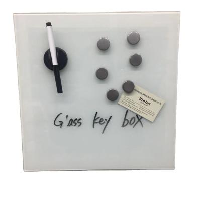 China Sustainable Decorative Wall Mounted Metal Key Box With Magnetic Glass Dry-erase Board for sale