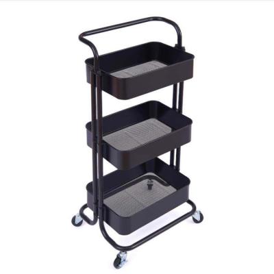 China Kitchen Minimalist Bathroom Slim Slide Movable 3 Layer Storage Rack Metal Shelves for sale