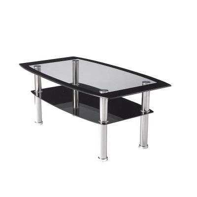 China Hot Selling Detachable Chrome Center Oval Black Table Legs Glass Coffee Table for sale