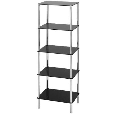 China Simple Design 2-5 Tiers Rectangle Adjustable Tempered Glass Corner Shelf (Size) for sale