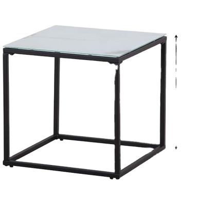 China Modern Nordic Style 2-Tier Black Frame Metal And Glass Top Coffee Table Set for sale