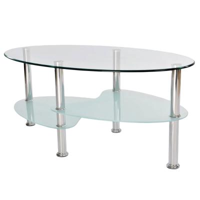 China Detachable Elegant Oval Nesting Tempered Glass Shape Glass Top Coffee Table for sale