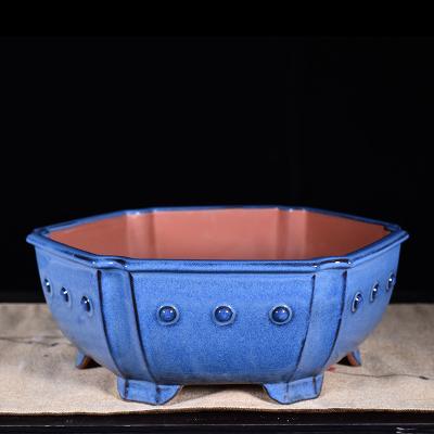 China Cheap Hexagon Style Bonsai Pot Minimalist European Ceramic Succulents Mini Potted Ornamental Plants Flowerpot for sale