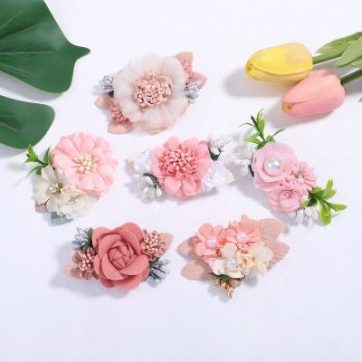 China 2022 Fashion MILLION Baby Hair Clips Flower Hair Clip For Babies Hot Selling Simulation Pink Flowers With Cute Pearl Hair Accessories Hairpin for sale